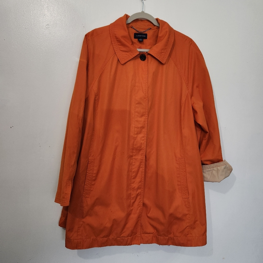 Lands' End Bright Orange A-Line Trench Coat